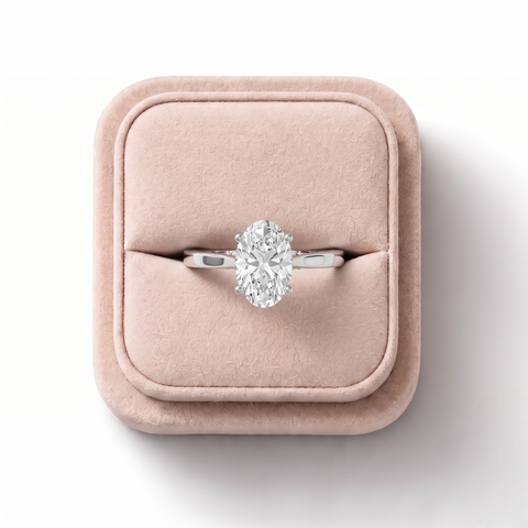 0.86 Ct Oval Hidden Halo Lab Diamond Ring