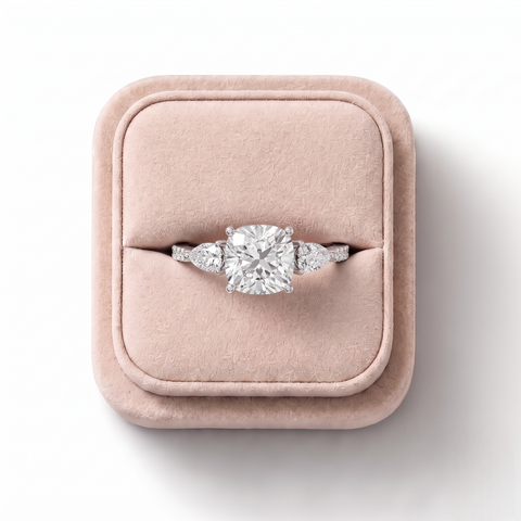 1.79 Ct Cushion Three Stone With Accent Band Ring