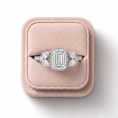 1.54 Ct Emerald Solitaire With Side Diamond Ring