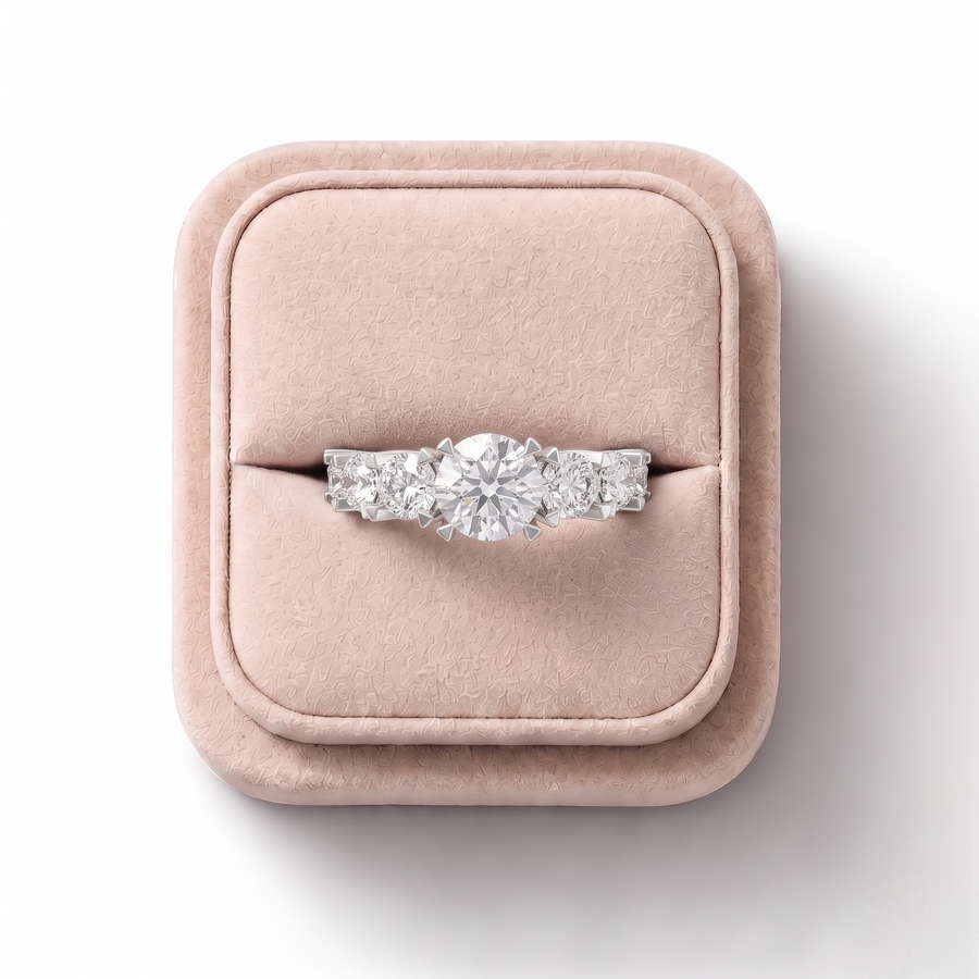 2.52 Ct Round Lab Diamond Five Stone Ring