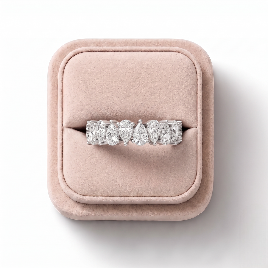 1.20 Ct Pear Diamond Half Eternity Band