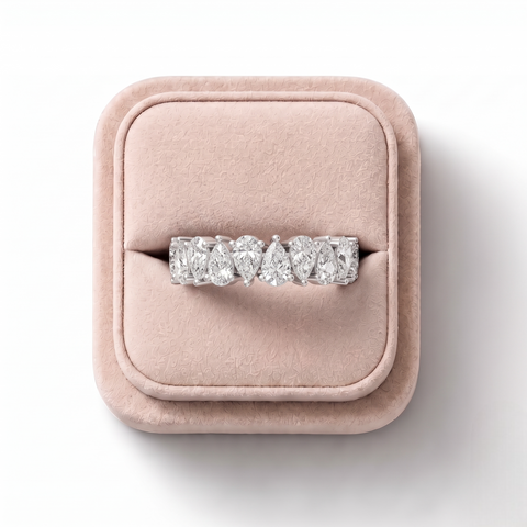 1.20 Ct Pear Diamond Half Eternity Band