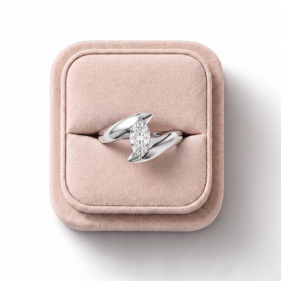 0.50 Ct Marquise Lab Diamond Bypass Ring