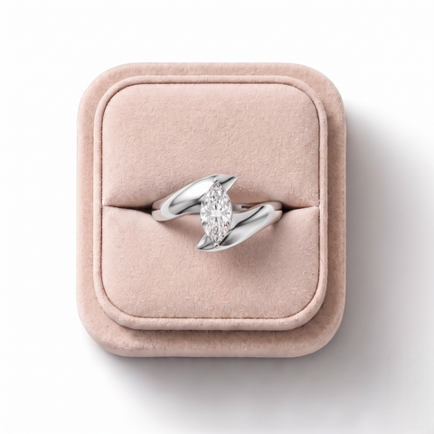 0.50 Ct Marquise Lab Diamond Bypass Ring