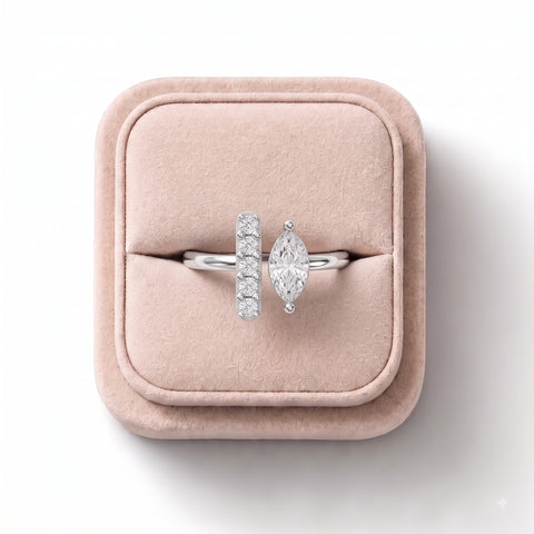 0.32 Ct Marquise Lab Diamond Accent Ring