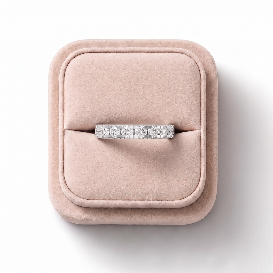 1.13 Ct Round Bar-Set Half Eternity Band