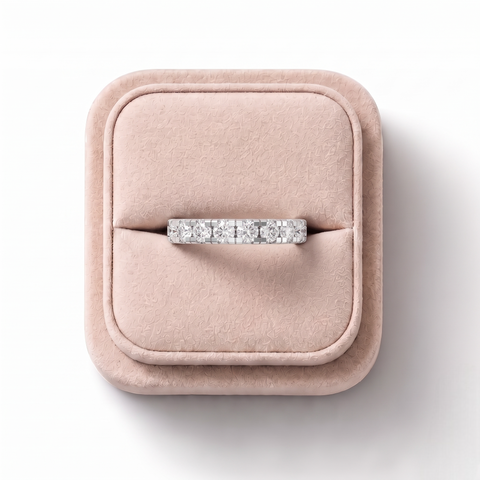 1.16 Ct Round Bar-Set Half Eternity Band