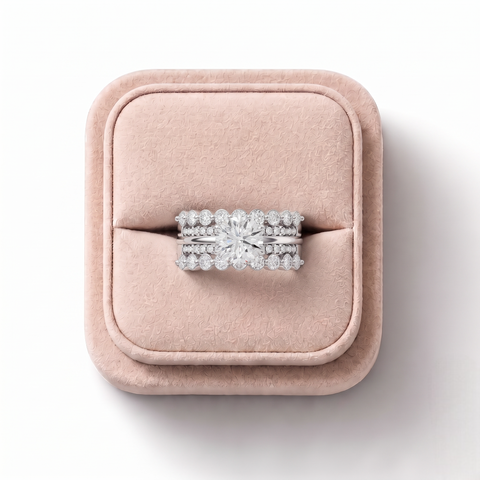 2.82 Ct Round Solitaire With Double Band Set 1.5 Ct Center