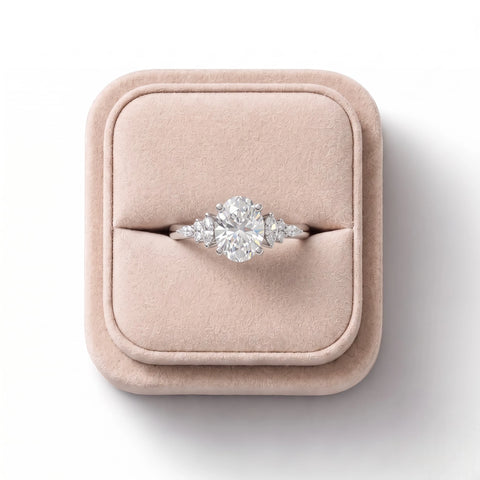 1.67 CT Oval Solitaire Lab Grown Diamond Accent Ring