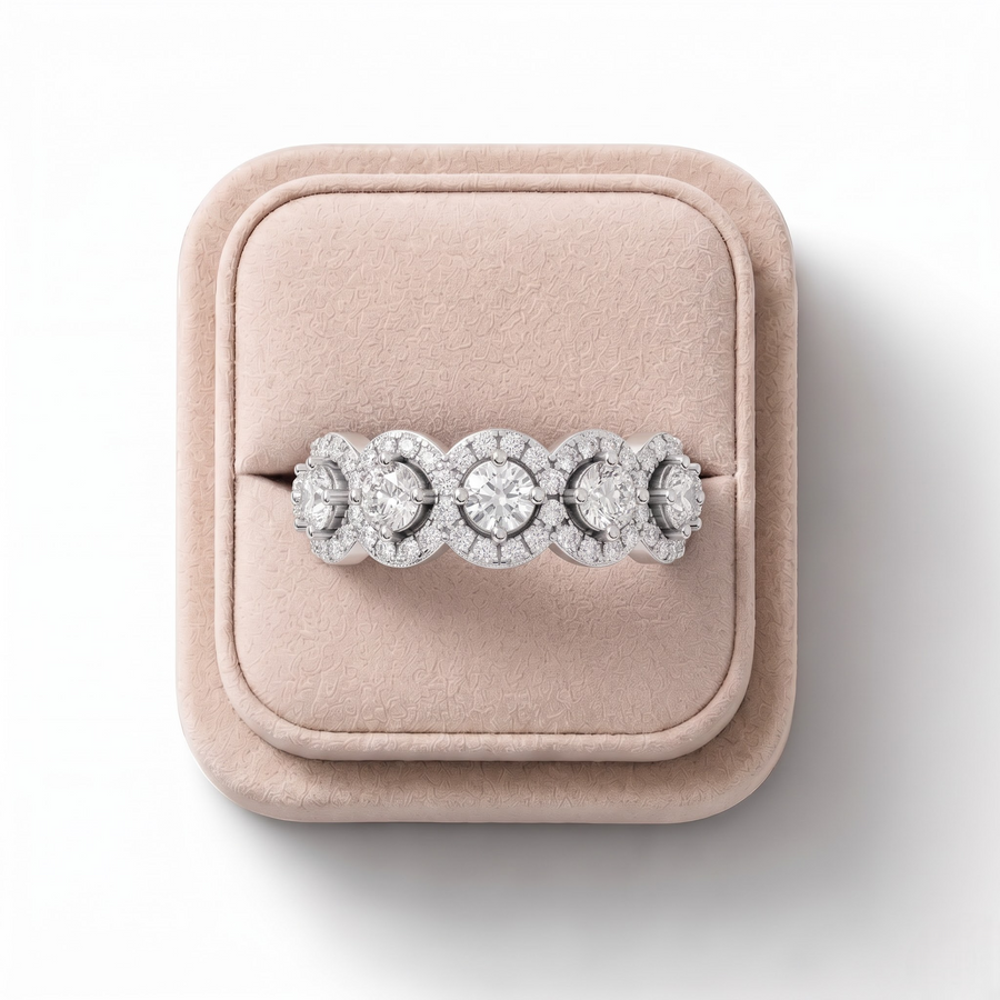 1.98 Ct Round Halo Lab Diamond Band Ring