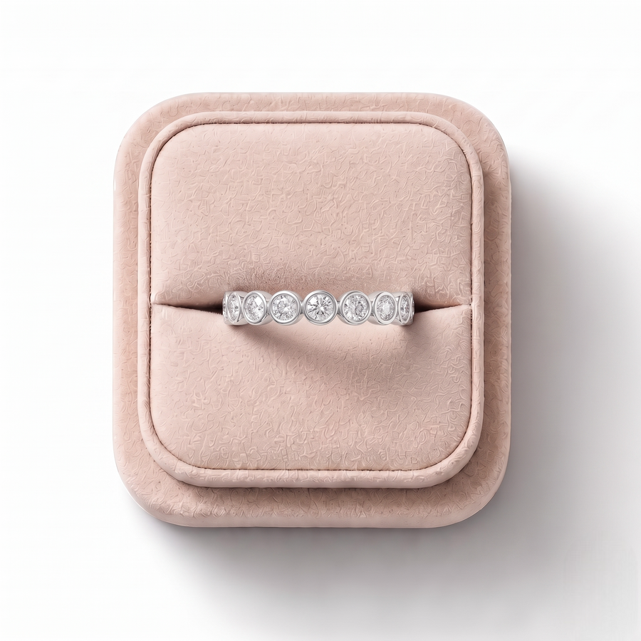 0.20 Ct Round Bezel Half Eternity Band