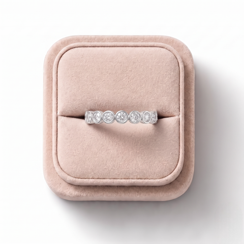 0.20 Ct Round Bezel Half Eternity Band