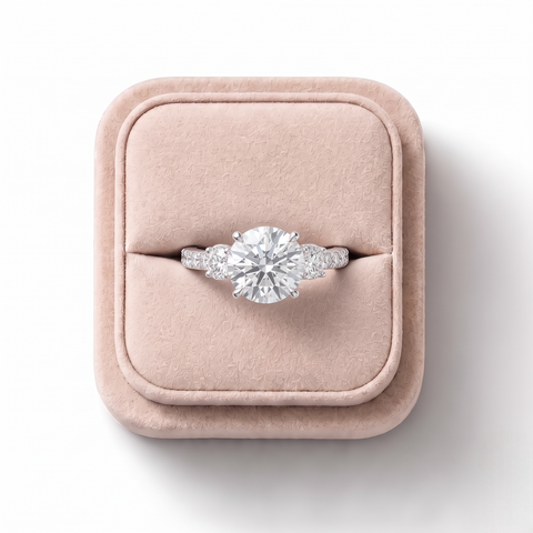 1.32 Ct Round Three-Stone  Pavé Ring
