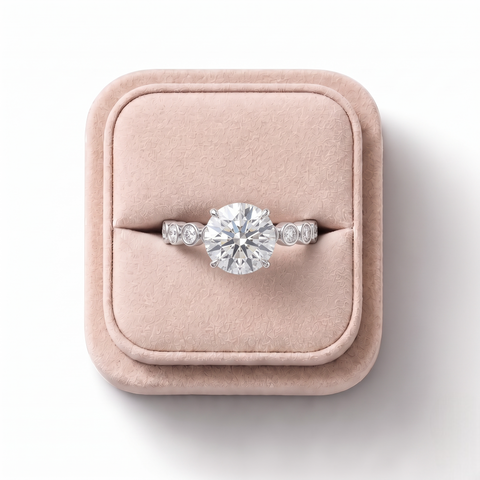 2.35 Ct Round Solitaire With Bezel Pavé Ring