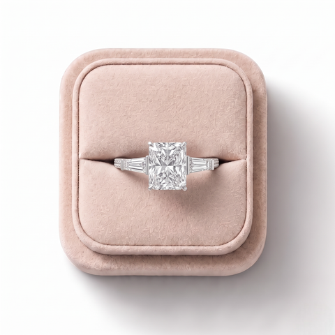 2.21 Ct Radiant Three-Stone Pavé Ring