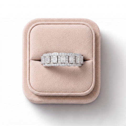 1.67 Ct Emerald Halo Full Eternity Band