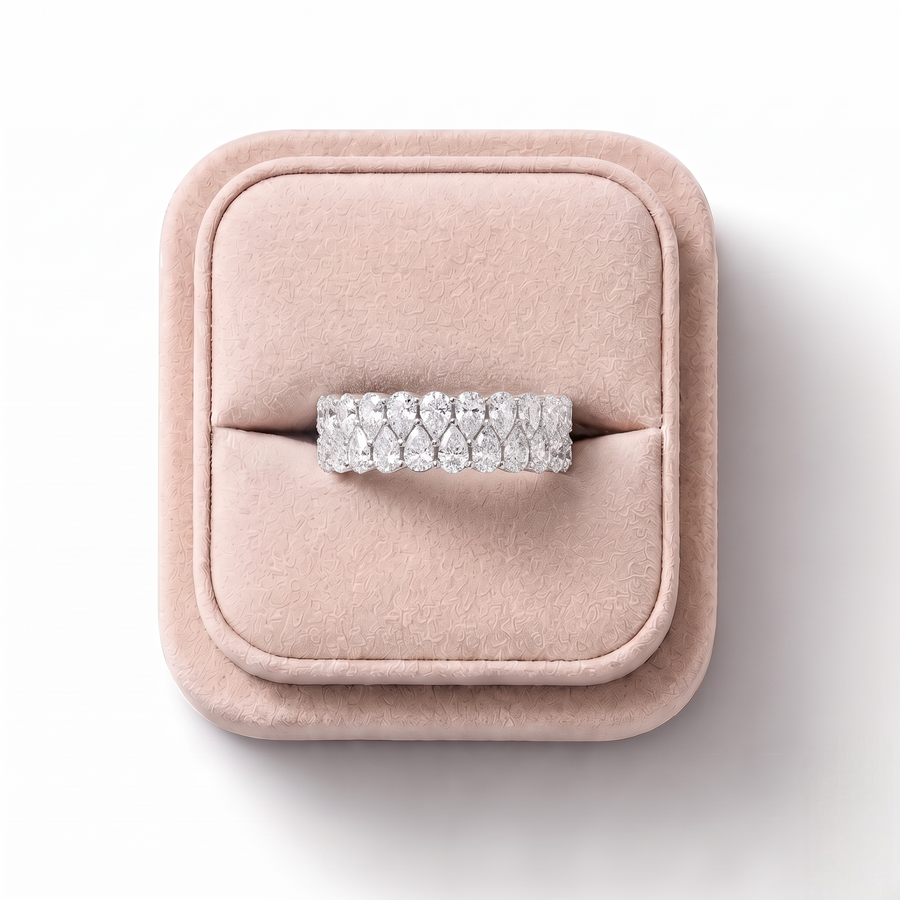 2.40 Ct Pear Lattice Half Eternity Band