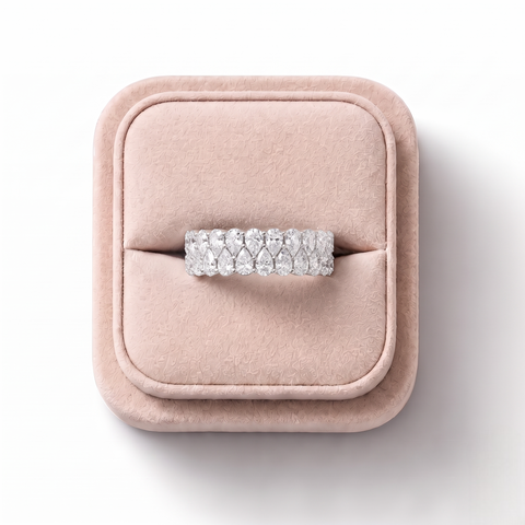 2.40 Ct Pear Lattice Half Eternity Band