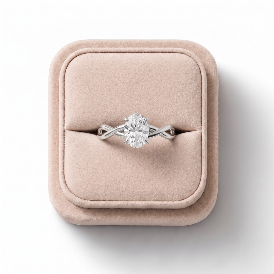 1.00 CT Oval Solitaire Prong Set Ring
