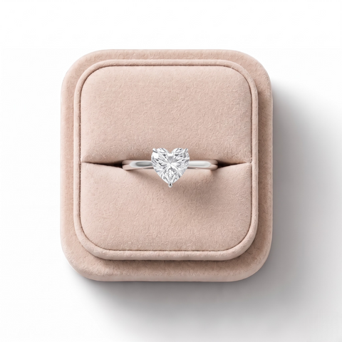 1.00 CT Heart Solitaire Lab Diamond Ring