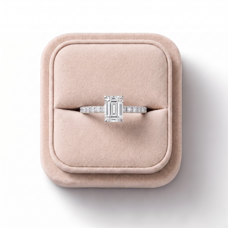 0.72 CT Emerald Hidden Halo Lab Ring