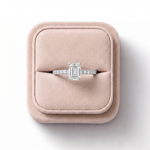 0.72 CT Emerald Hidden Halo Lab Ring