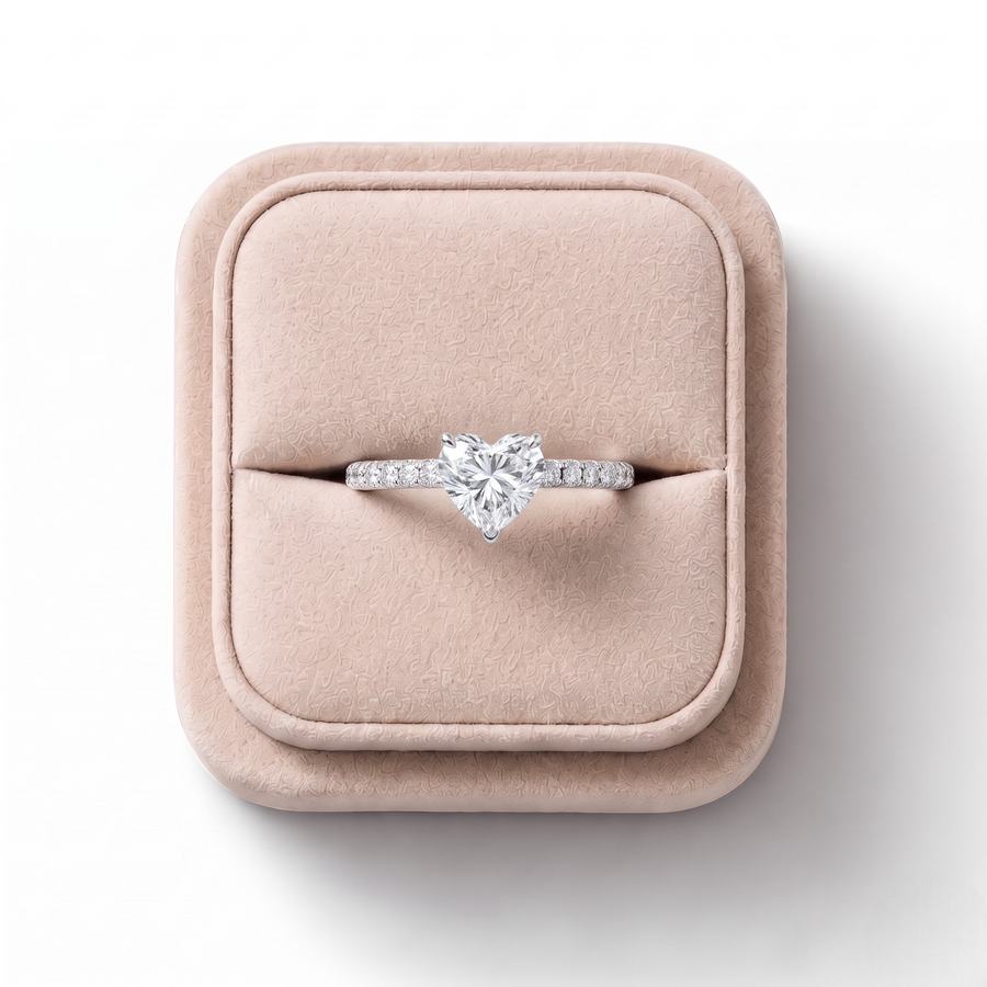 0.98 CT Heart Hidden Halo Pavé Ring