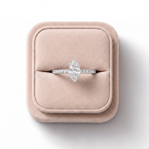 0.72 CT Marquise Hidden Halo Pavé Ring