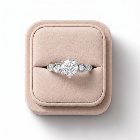 1.04 Ct Round Bezel With Side Diamond Ring