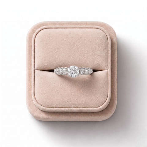 0.94 Ct Twisted Vine Solitaire With Side Diamond Ring