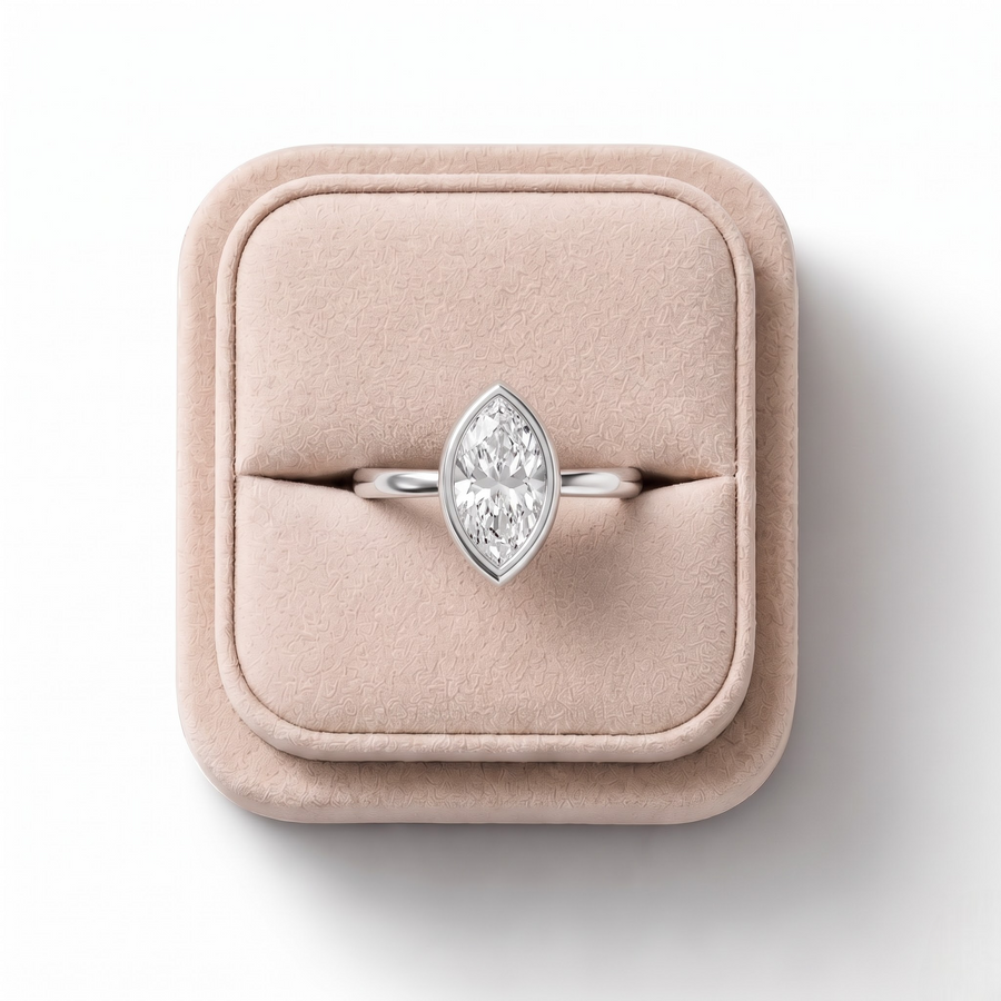 1.50 Ct Marquise Bezel Solitaire Lab Diamond Ring