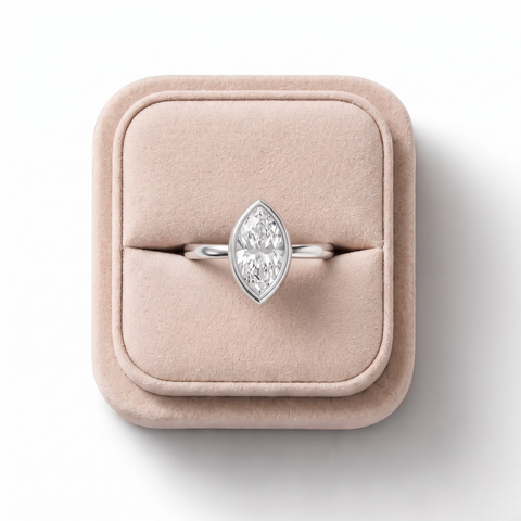 1.50 Ct Marquise Bezel Solitaire Lab Diamond Ring