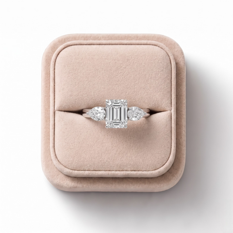 2.00 Ct Emerald Pear Three-Stone Lab Diamond Ring