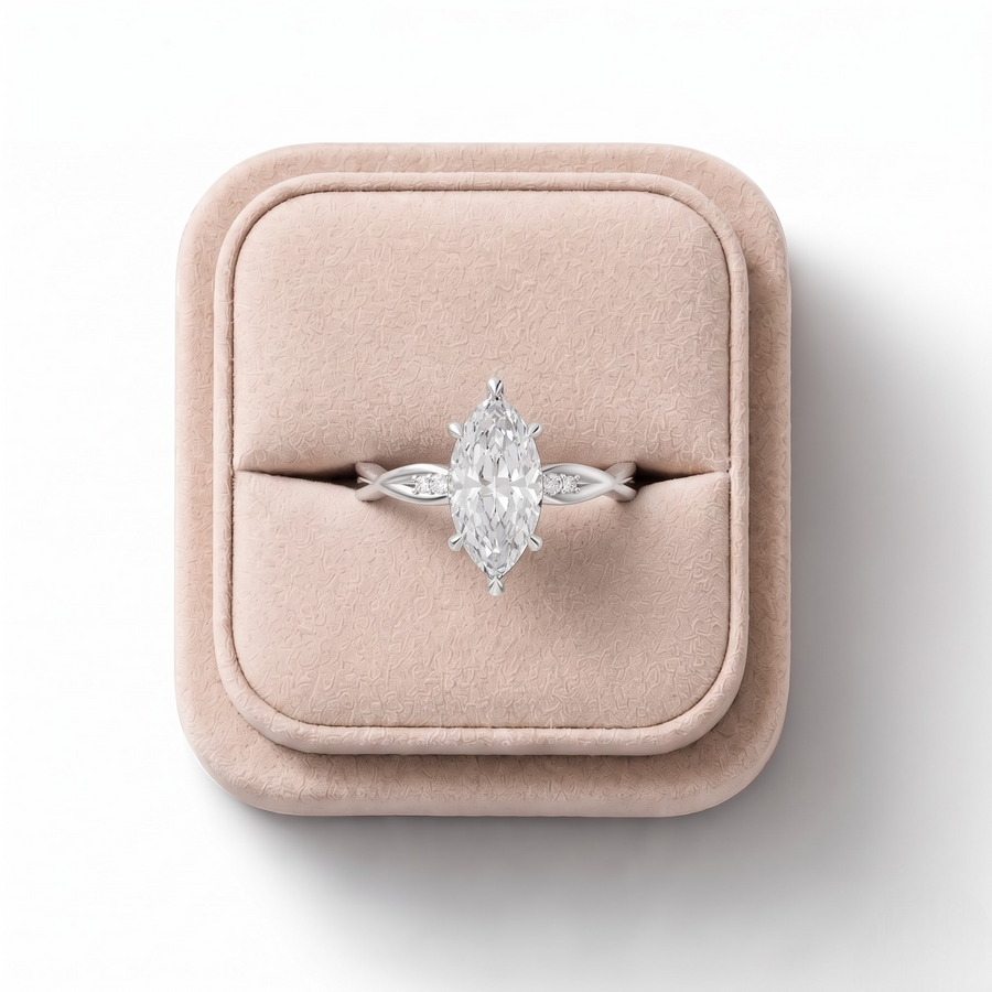 1.53 Ct Marquise Diamond Twisted Band Engagement Ring
