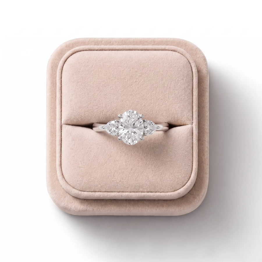 1.50 Ct Oval Three Stone Lab Diamond Ring