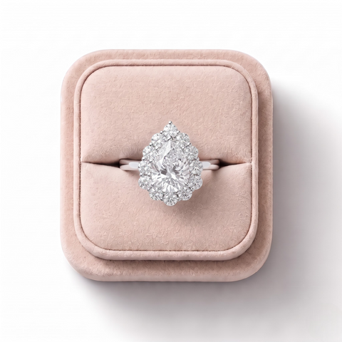 1.12 Ct Pear Halo Lab Diamond Ring