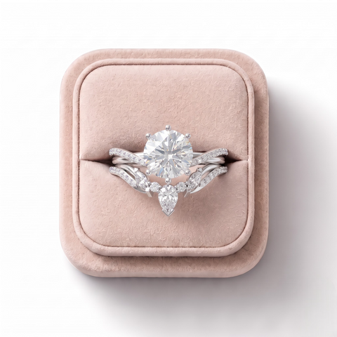 1.87 Ct Round Solitaire With Curved Side Band Set 1.50 Ct Center