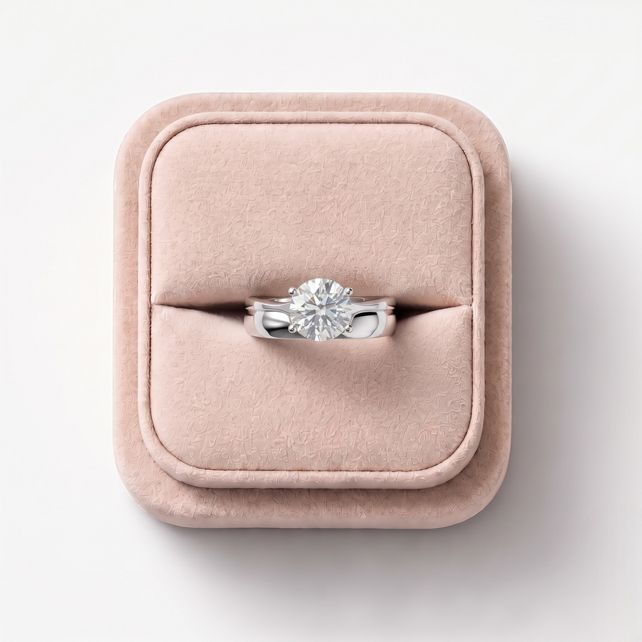 1.50 Ct Round Solitaire With Band Ring 1.5 Ct Center