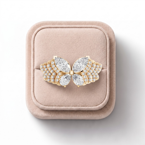 1.51 CT Butterfly Marquise & Round Pavé Lab Diamond Ring