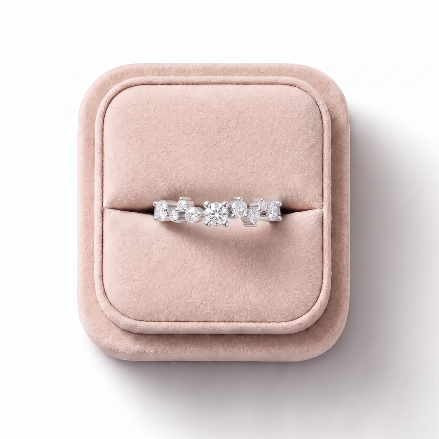 0.44 Ct Round Prong Set Half Eternity Ring