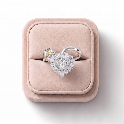 2.17 Ct Heart Halo With Pear Diamod Ring