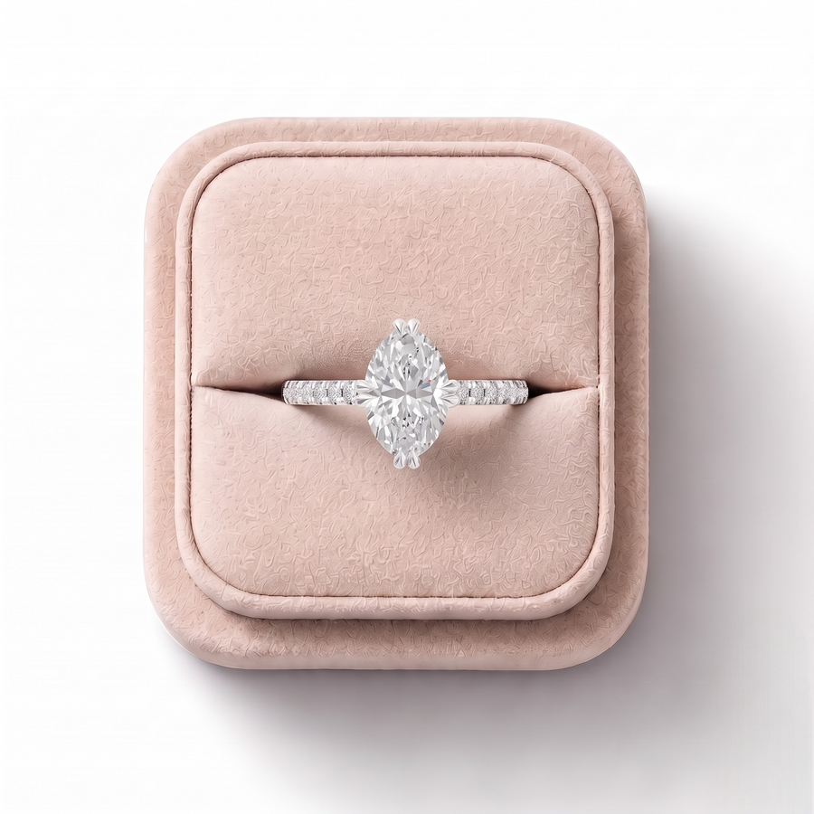 1.21 Ct Oval Hidden Halo Pavé Ring 1.00 Ct Center