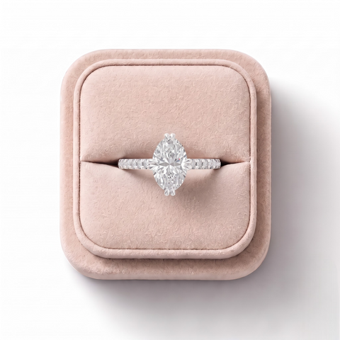 1.21 Ct Oval Hidden Halo Pavé Ring 1.00 Ct Center