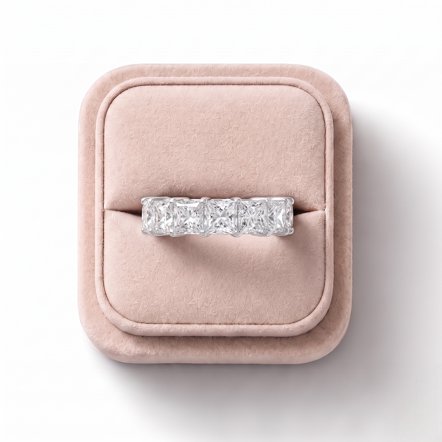 7.98 Ct Princess U-Prong Full Eternity Ring