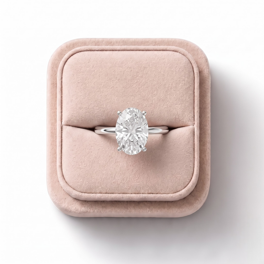 2.003 Ct Oval Solitaire Lab Diamond Ring 2.00 Ct Center