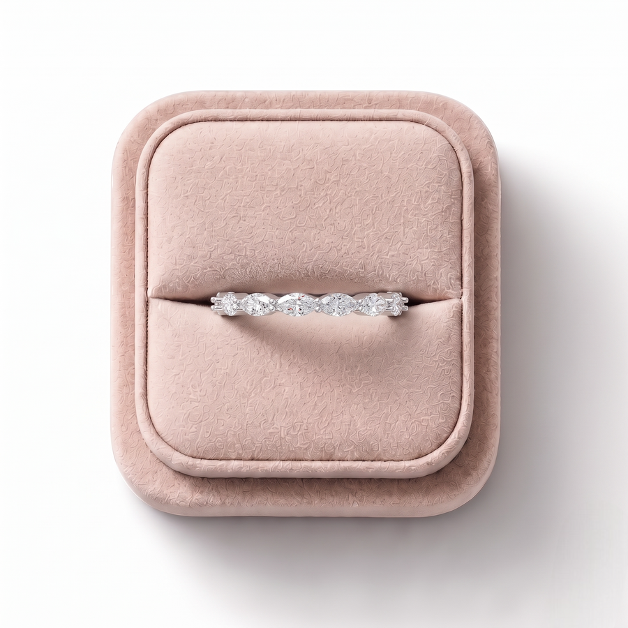 0.89 Ct Marquise Basket Set Full Eternity Ring