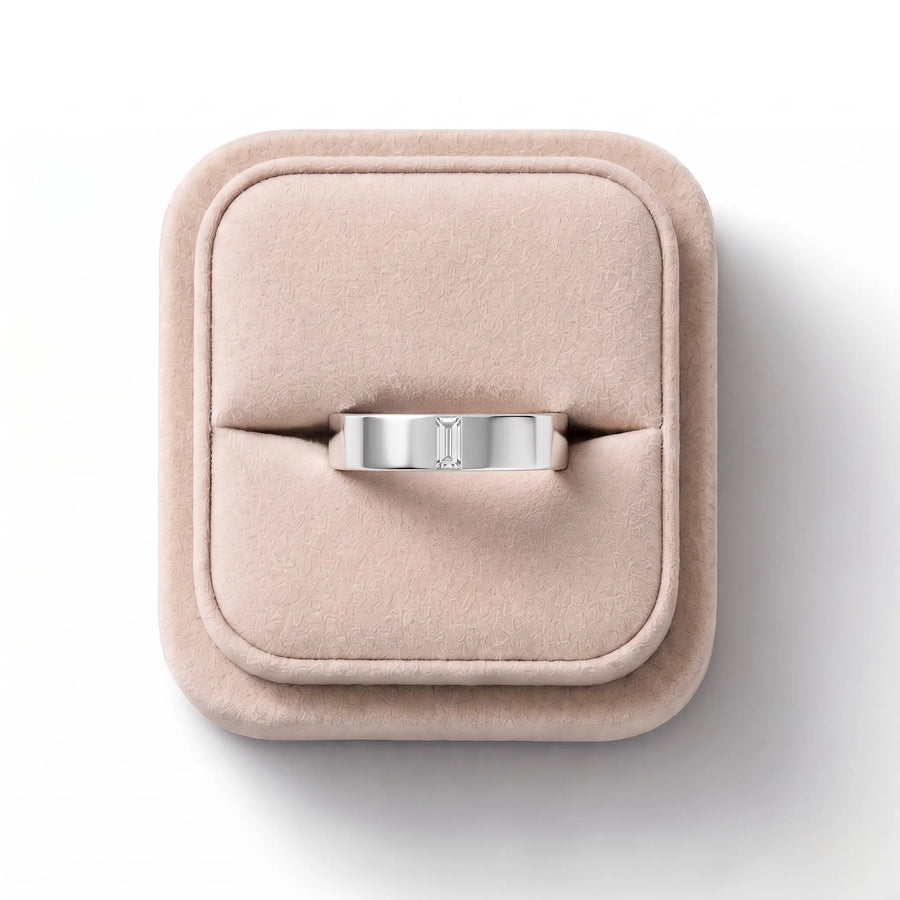 0.148 CT Baugette Flush Set Lab Diamond Men's Wedding Band