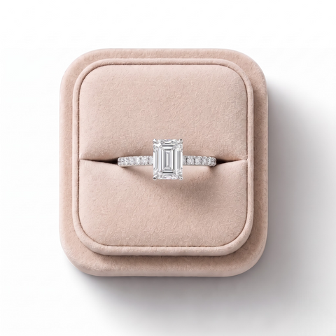 1.23 CT Emerald Hidden Halo Pavé Ring