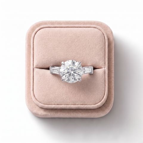 3.26 Ct Round Three Stone Lab Diamond Ring