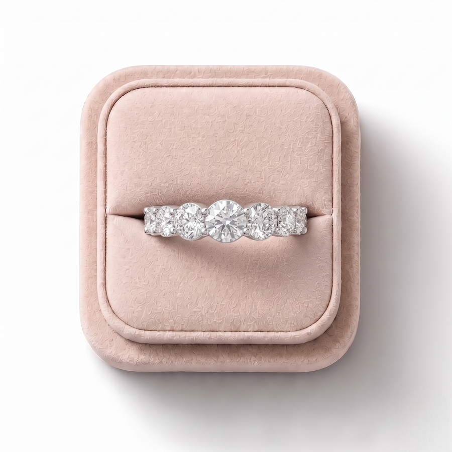 1.33 Ct Round Baskets Set Half Eternity Ring
